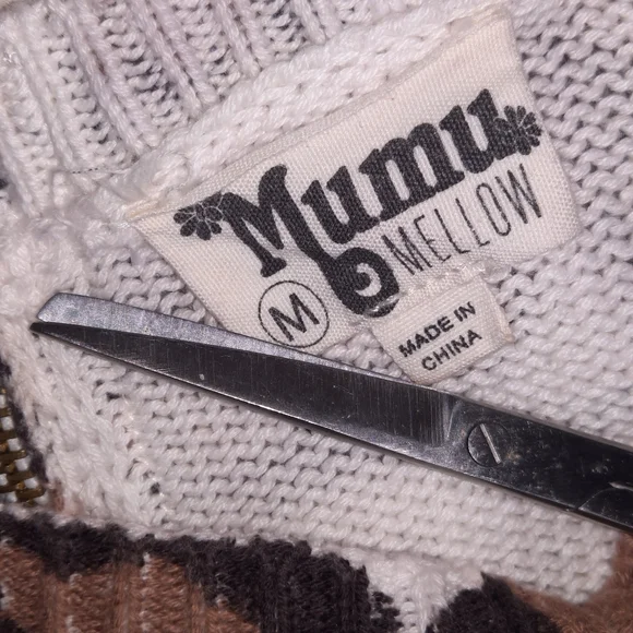 SMYMuMu Back Zip Crewneck Sweater Cotton Cheetah Oversize M 8 10 - Picture 9 of 10